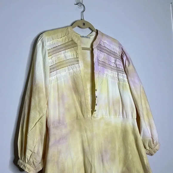 Zara yellow cream tie dye short jumpsuit, M - Picture 9 of 16